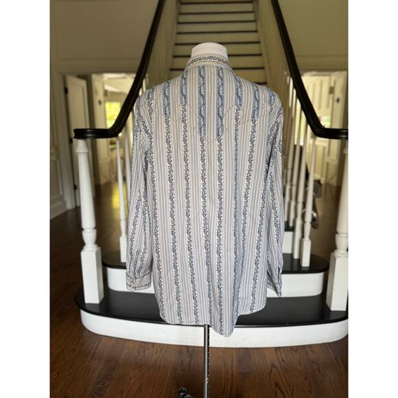 Vintage ROPER Embroidered Blue Pearl Snap Country Western Rodeo Ranch Cowboy - Picture 5 of 9